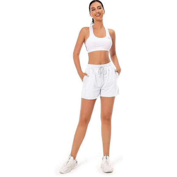 White Draw String Shorts - Picture 1 of 6